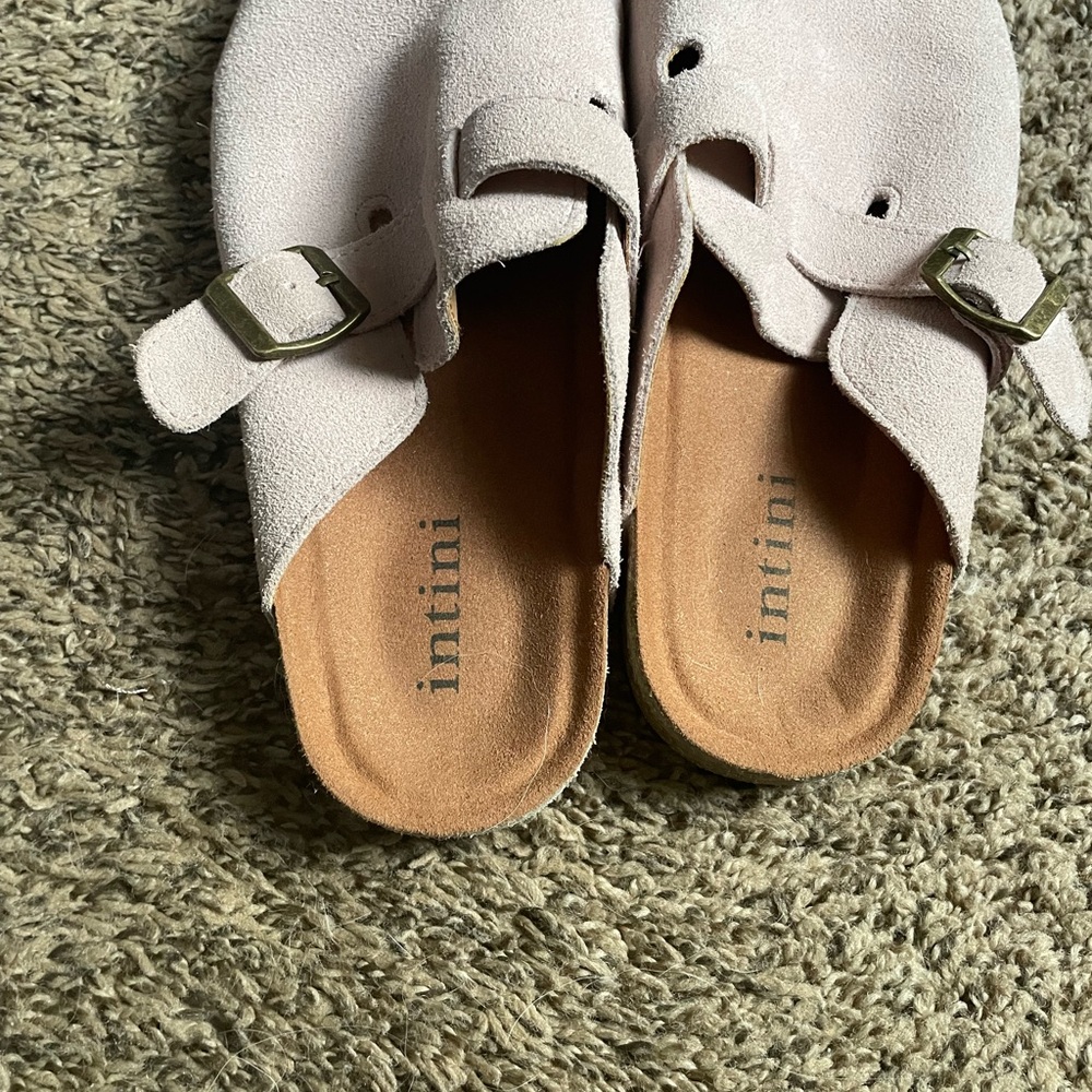 Suede Slip On Clogs - Soft Pink - Picture 4 of 5